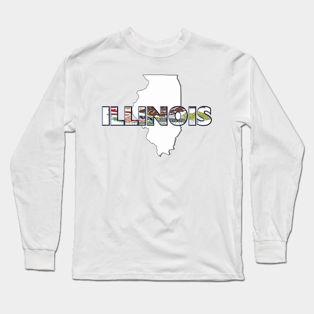 Illinois Colored State Letters Long Sleeve T-Shirt by m2inspiration